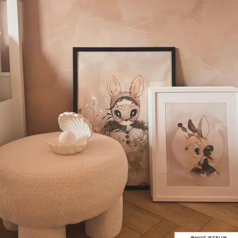 Teddy poef dodo - wit - ø52x31 cm