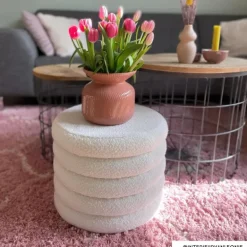 Teddy poef gelaagd met opbergruimte - Troyes - ø41x32.5 cm