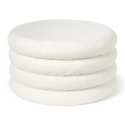 Teddy poef gelaagd xl - wit - ø55x32 cm