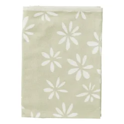 Theedoek bloemen - groen/wit - 50x70 cm