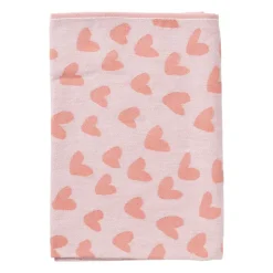 Theedoek hartjes - lila/koraal - 50x70 cm