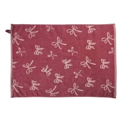 Theedoek strikjes - bordeauxrood/roze - 50x70 cm