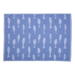Theedoek vissen - blauw/wit - 50x70 cm
