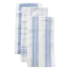 Theedoeken set van 3 - blauw /wit - 45x65 cm
