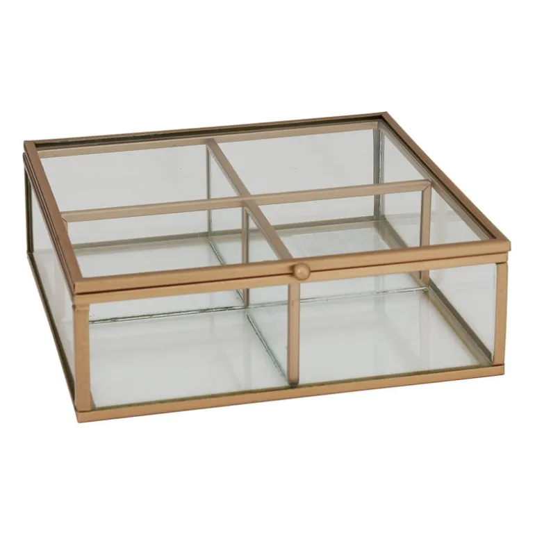 Theedoos - 4 vakken - goud