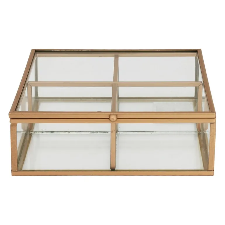 Theedoos - 4 vakken - goud