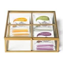 Theedoos - 4 vakken - goud