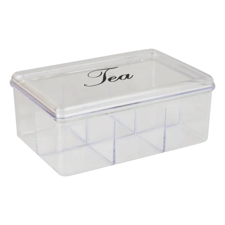 Theedoos - 6 vakken - transparant