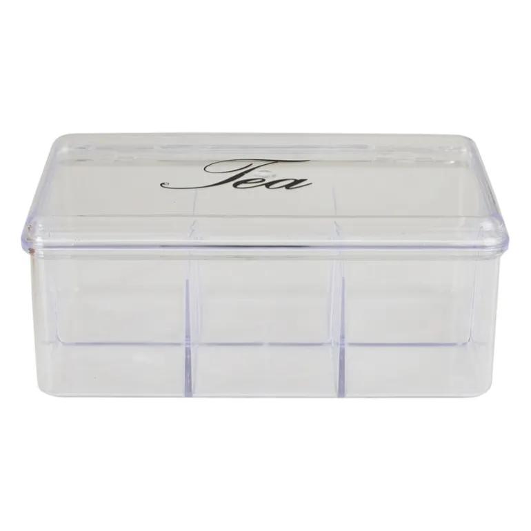 Theedoos - 6 vakken - transparant