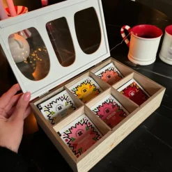 Theedoos organisch - 6 vakken - 26x16x7 cm