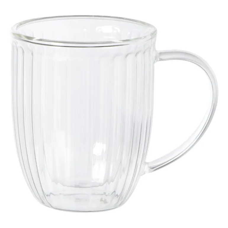 Theeglas dubbelwandig ribbel - 250 ml - glas