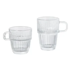 Theeglas ribbel met oor laag - 250 ml