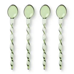 Theelepels groen - glas - set van 4