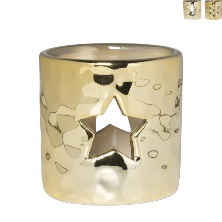 Theelichthouder goud - diverse varianten - ø7.8x7.6 cm