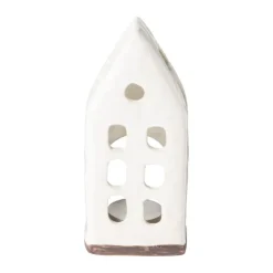 Theelichthouder huis - glazed - 6.5x4.5x16.5 cm