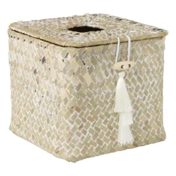 Tissuebox zeegras - naturel - 13x14x14 cm