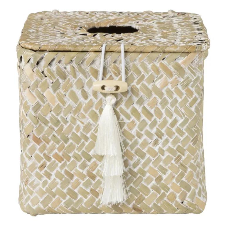 Tissuebox zeegras - naturel - 13x14x14 cm