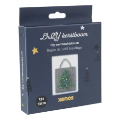 Touwfiguren kerstboom - hout/touw - 12x12 cm