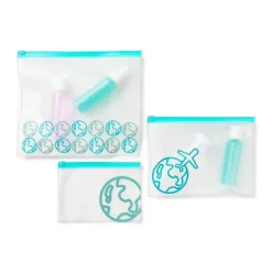 Transparante travel bags - wit/blauw - set van 3