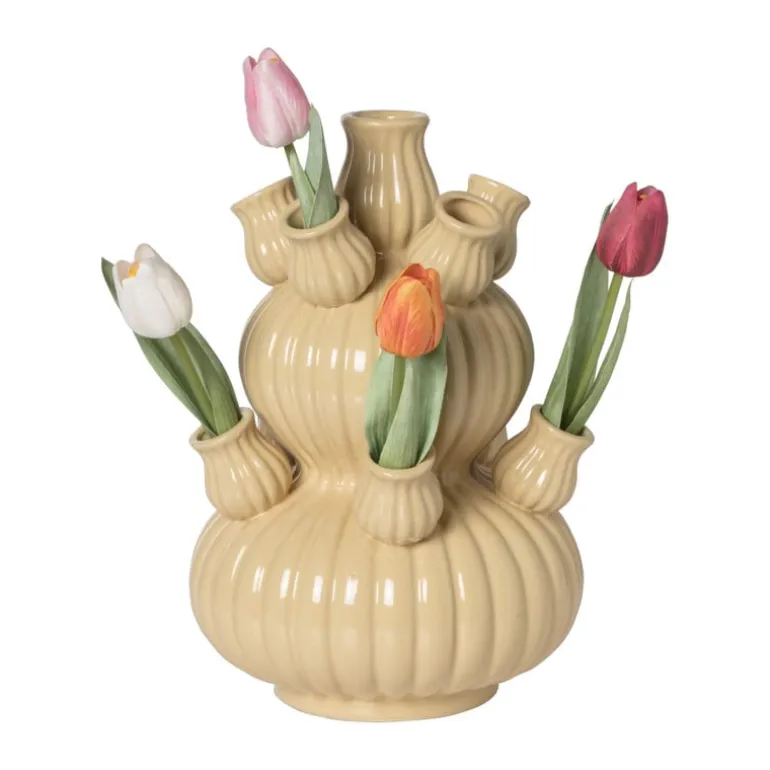 Tulpenvaas groot - beige - ø21.5x29.5 cm