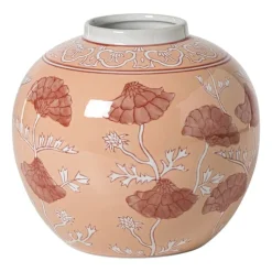 Vaas bloemen - roze - ø18.5x20 cm