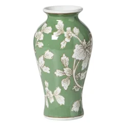 Vaas bloemenprint groot - groen - ø9x17.5 cm