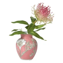 Vaas bloemenprint klein - roze - ø9x11.5 cm