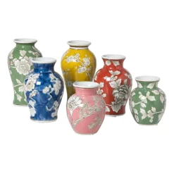 Vaas bloemenprint klein - roze - ø9x11.5 cm