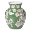 Vaas bloemenprint klein - groen - ø9x11.5 cm
