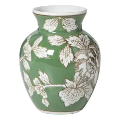 Vaas bloemenprint klein - groen - ø9x11.5 cm
