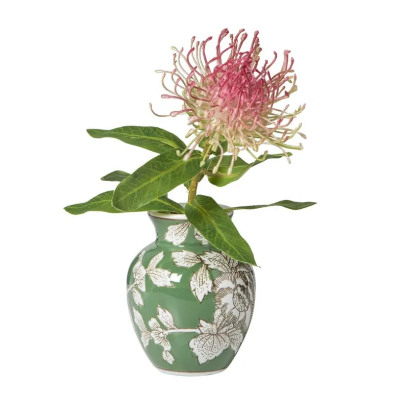 Vaas bloemenprint klein - groen - ø9x11.5 cm