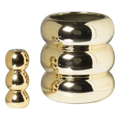 Vaas geribbeld - goud - ø12.5x5 cm