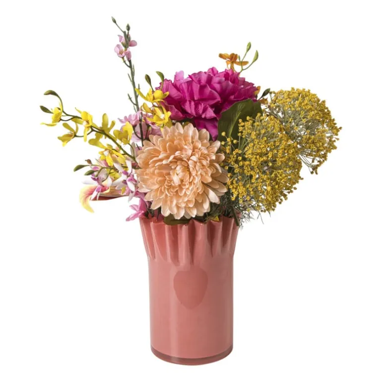 Vaas geribbeld - rood - ø15x19.5 cm