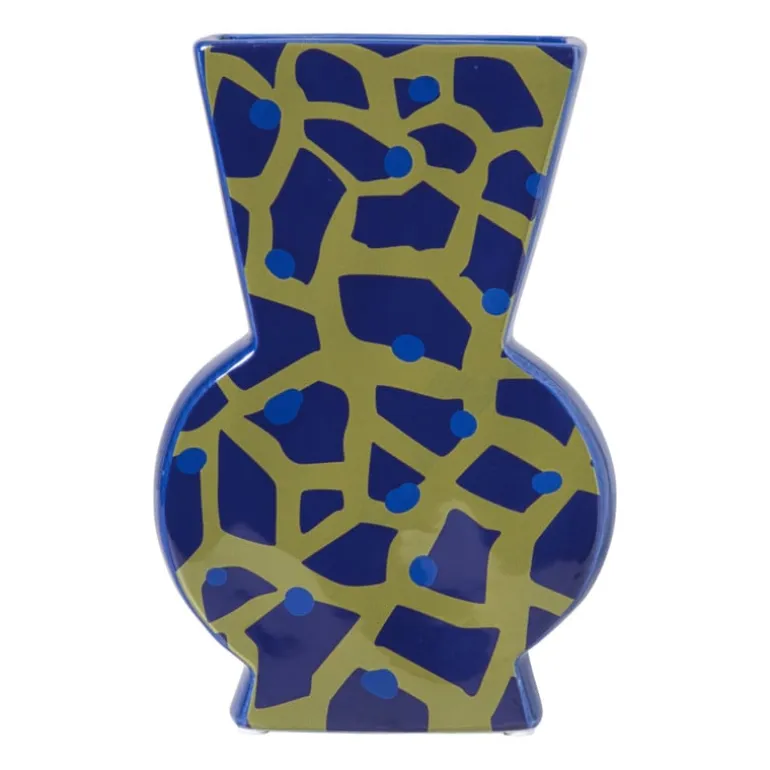 Vaas giraf - groen/blauw - 22.8x15.5x5.2 cm