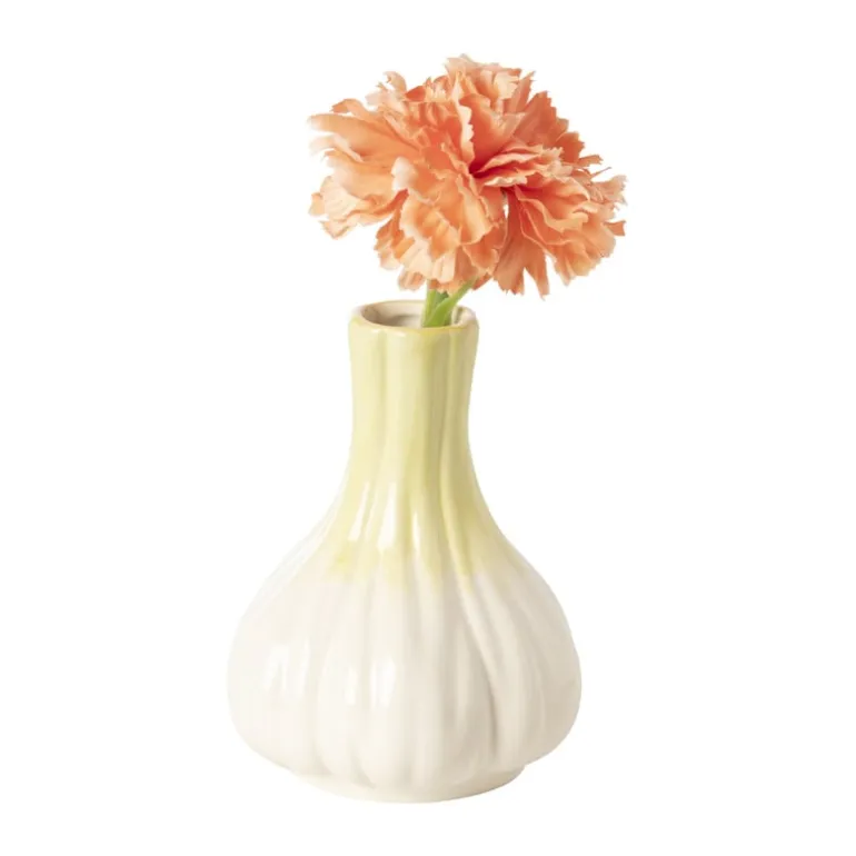 Vaas knoflook - beige/geel - ø11x14 cm