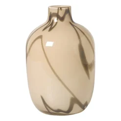 Vaas met lijnen - beige/bruin - ø16.5x26 cm