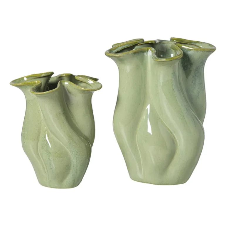 Vaas reactive glaze groot - groen - 24.3x19.7x17.3 cm