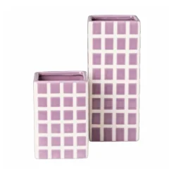 Vaas tegel klein - paars - 12x8x8 cm