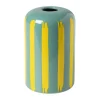 Vaas voor geurstokjes strepen - groen/geel - ø8x13 cm