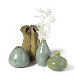 Vaasje groen - bol - ø9.5x9 cm