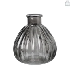 Vaasje ribbel glas - diverse kleuren - ø9x9 cm