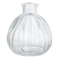 Vaasje ribbel glas - diverse kleuren - ø9x9 cm