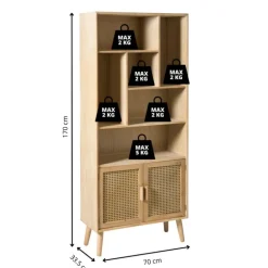 Vakkenkast Java met deuren - bruin - 170x70x33.5 cm