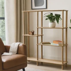 Vakkenkast Scandi hoog - naturel - 140x120x30 cm