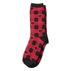Valentijn sokken - rood/zwart geruit - maat 42-46