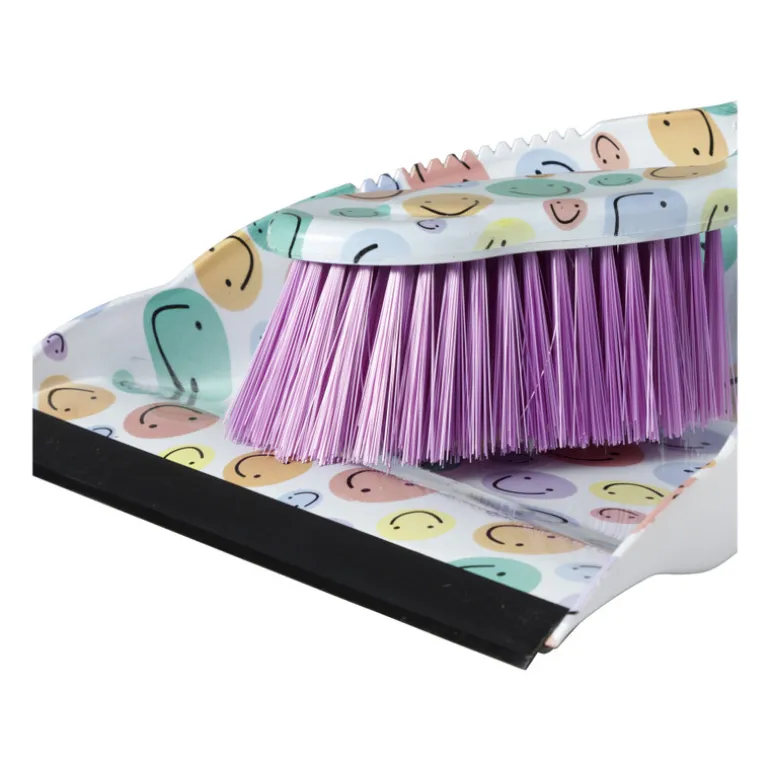 Veger en blik smiley - set van 2 - 35x22x10 cm