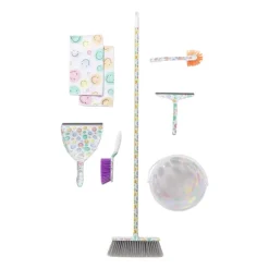 Veger en blik smiley - set van 2 - 35x22x10 cm