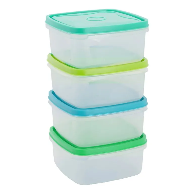 Vershoudbakjes van plastic - 0.9 liter - set van 4