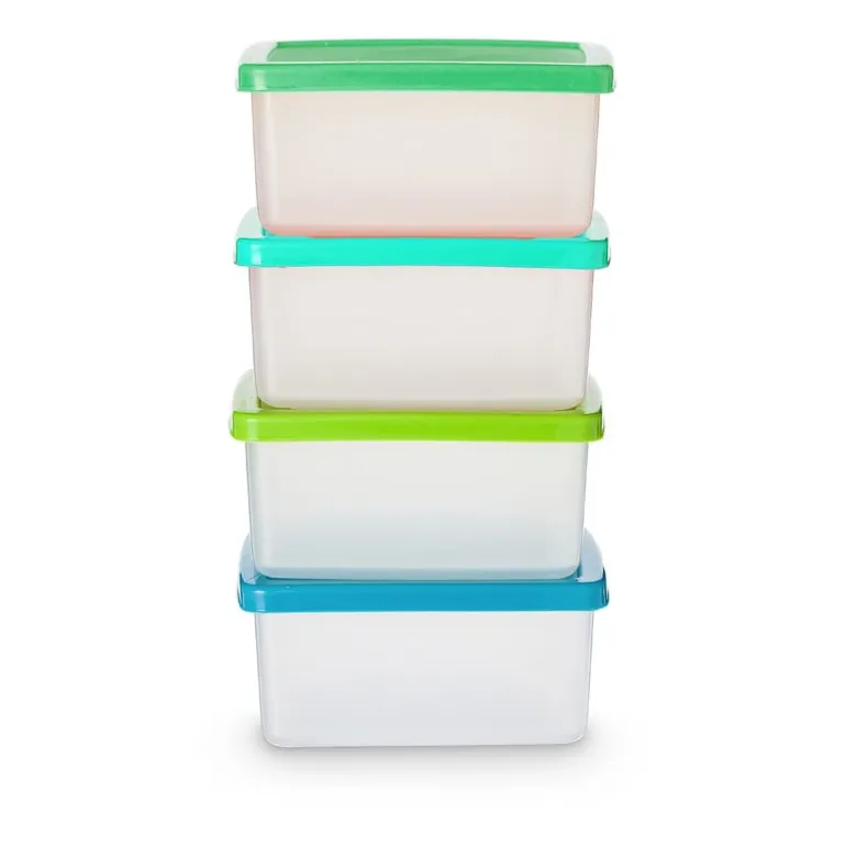 Vershoudbakjes van plastic - 0.9 liter - set van 4