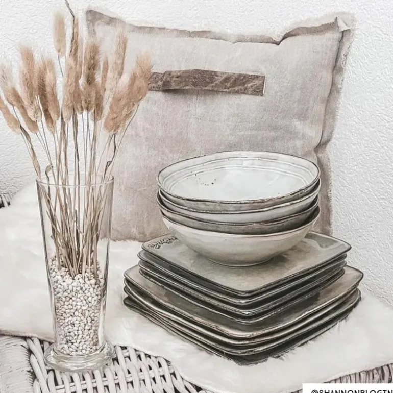 Vierkant bord Toscane - grijs - 20x20 cm